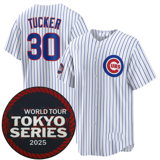 C.Cubs #30 Kyle Tucker Player White 2025 World Tour Tokyo Series Home Stitched Baseball Jerseys