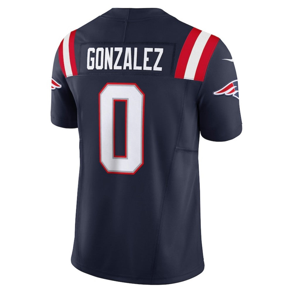 NE.Patriots #0 Christian Gonzalez Player Navy Vapor F.U.S.E. Limited Stitched American Football Jerseys