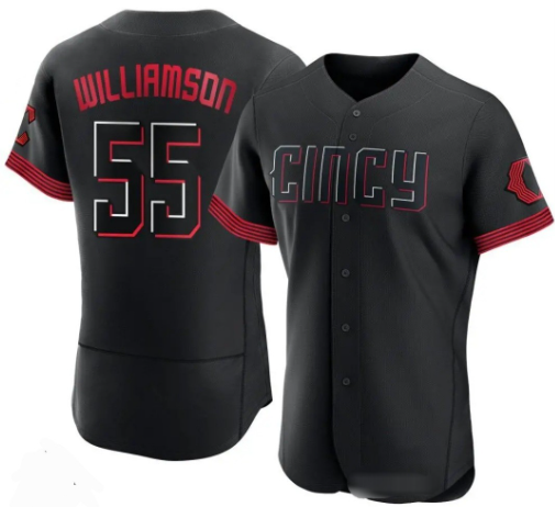 C.Reds #55 Brandon Williamson Player Black City Connect Cool Base Stitched Baseball Jerseys