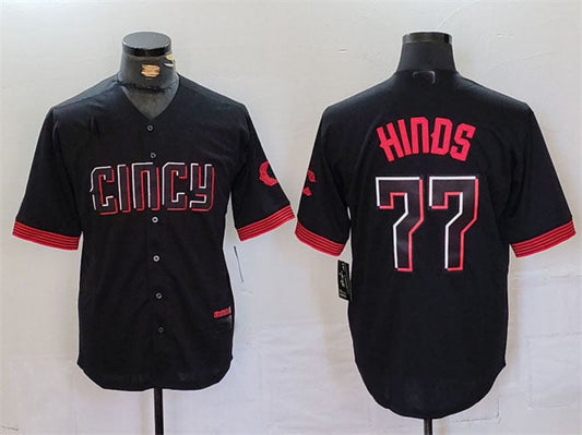 C.Reds #77 Rece Hinds Player Black City Connect Cool Base Stitched Baseball Jerseys