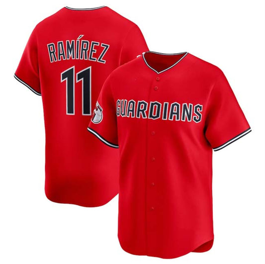 C.Guardians #11 Jose Ramirez Player Red Game Jersey Limited Stitched Baseball Jerseys