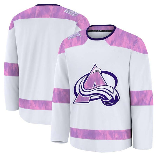 C.Avalanche Fanatics Blank Player Hockey Game Jersey - White Stitched American Hockey Jerseys