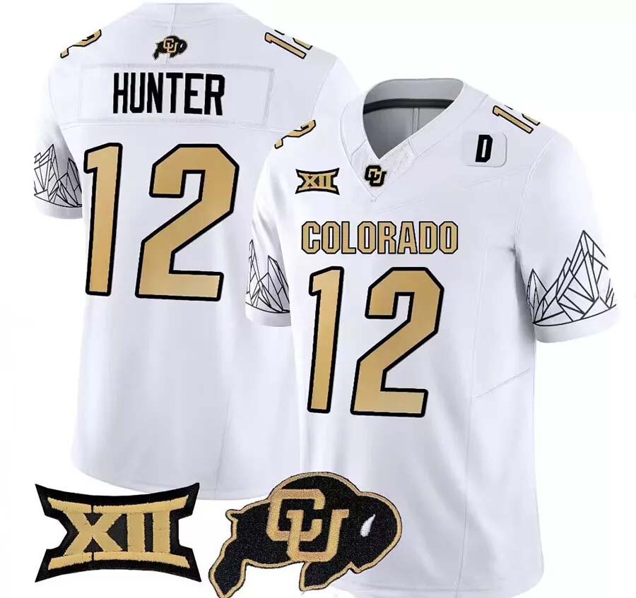 C.Buffaloes #12 Travis Hunter Player White Home Football Stitched American College Jerseys