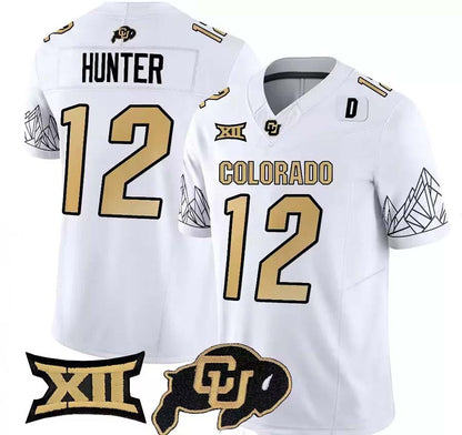 C.Buffaloes #12 Travis Hunter Player White Home Football Stitched American College Jerseys