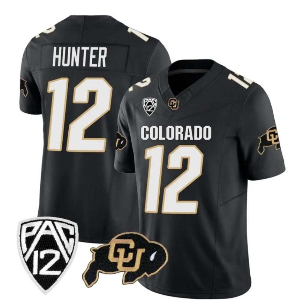 C.Buffaloes #12 Travis Hunter Player Black Fuse Football Stitched American College Jerseys