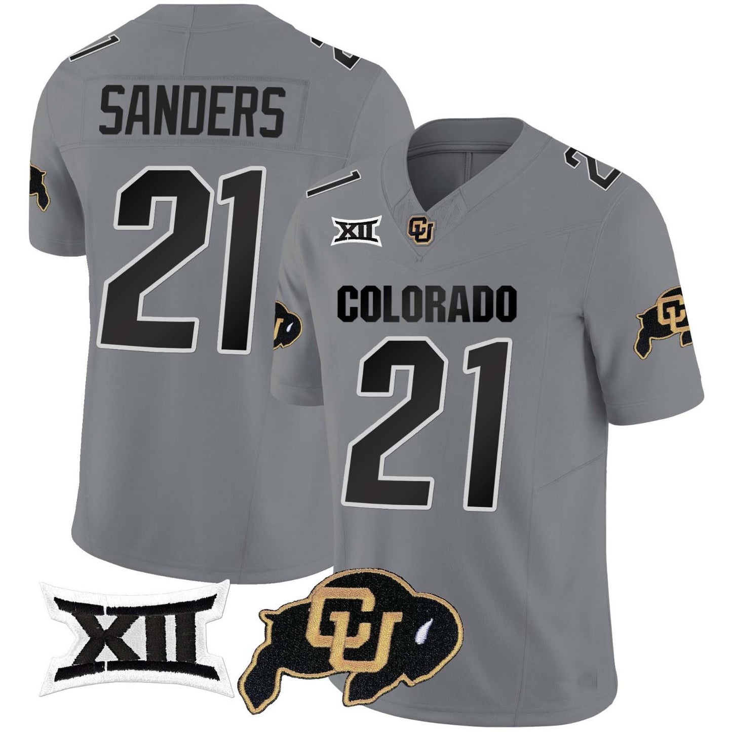 C.Buffaloes #21 Shilo Sanders Gray Stitched American College Jerseys Player Game Jersey