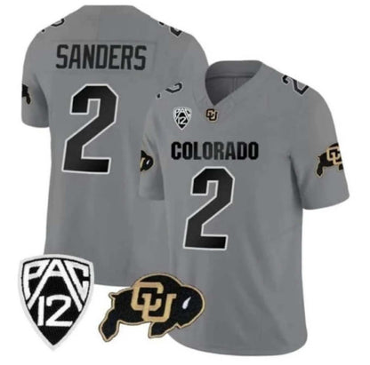 C.Buffaloes #2 Shadeur Sanders Player Gray Stitched American College Jerseys