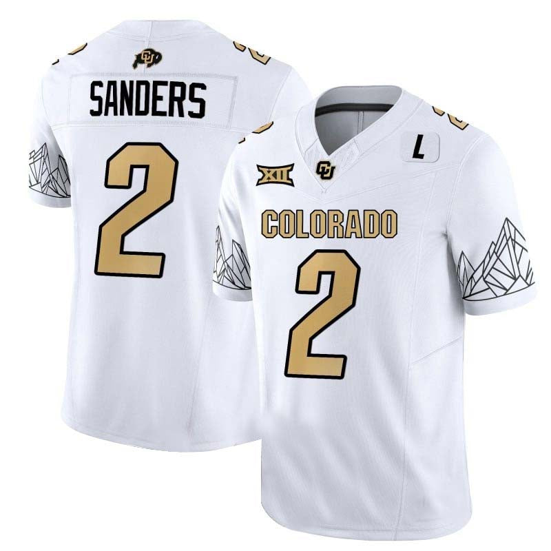 C.Buffaloes #2 Shadeur Sanders White Stitched American College Jerseys Player Game Jersey