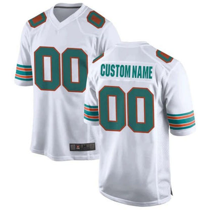 Custom M.Dolphins White Jersey -Stitched American Football Jerseys