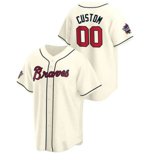 Custom A.Braves Cream Team Jersey Birthday gift All Star Stitched Baseball Jerseys