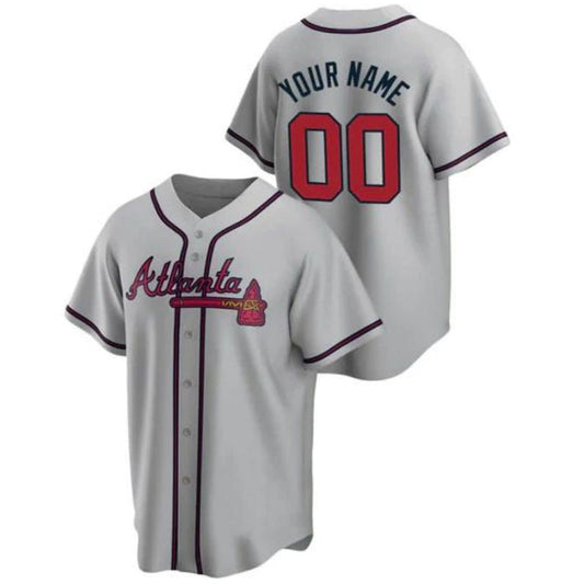 Custom A.Braves Gray Game Stitched Baseball Jerseys