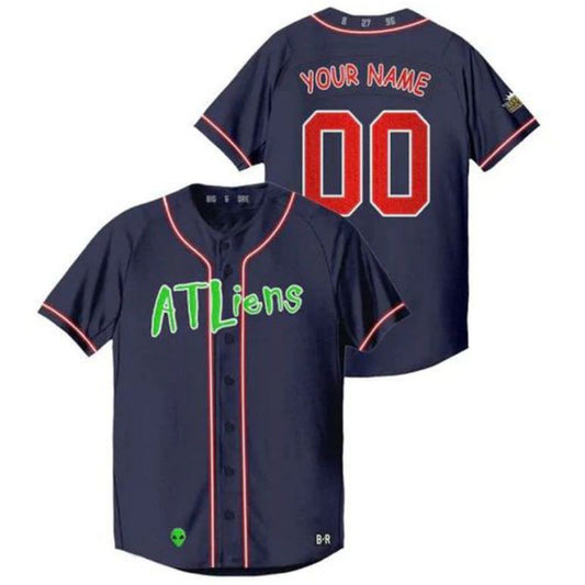 Custom A.Braves Navy 25th Anniversary Jersey Stitched Baseball Jerseys