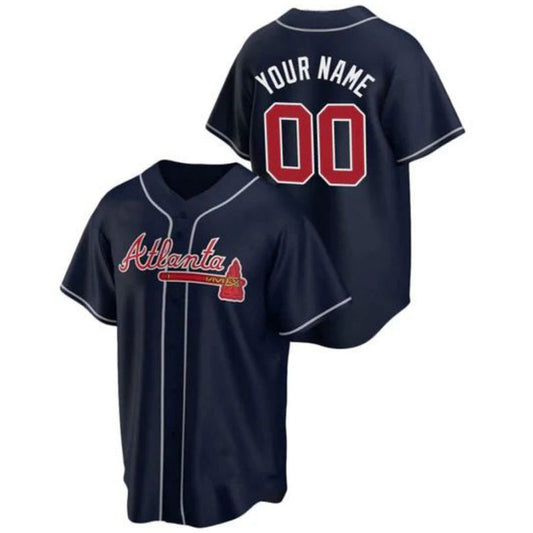 Custom A.Braves Navy Game Stitched Baseball Jerseys Birthday gift