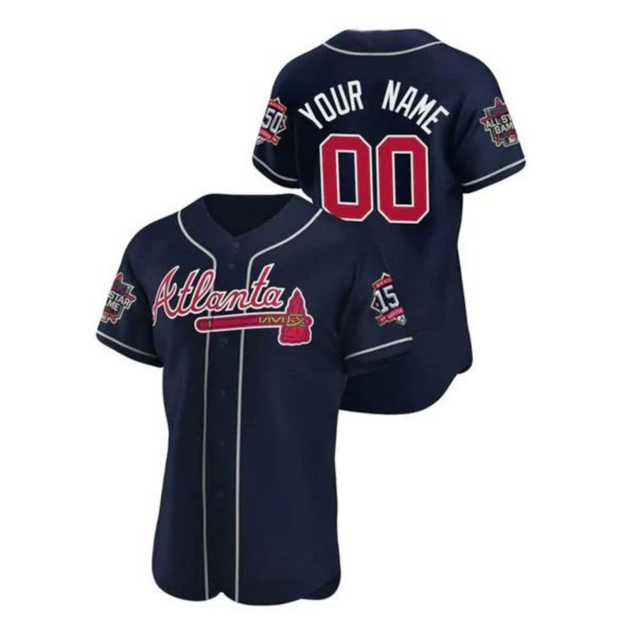 Custom A.Braves Stitched Navy-Red Elite Baseball Jerseys