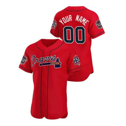 Custom A.Braves Stitched Red Elite Baseball Jerseys