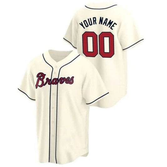 Custom A.Braves Cream Team Birthday gift Stitched Baseball Jerseys