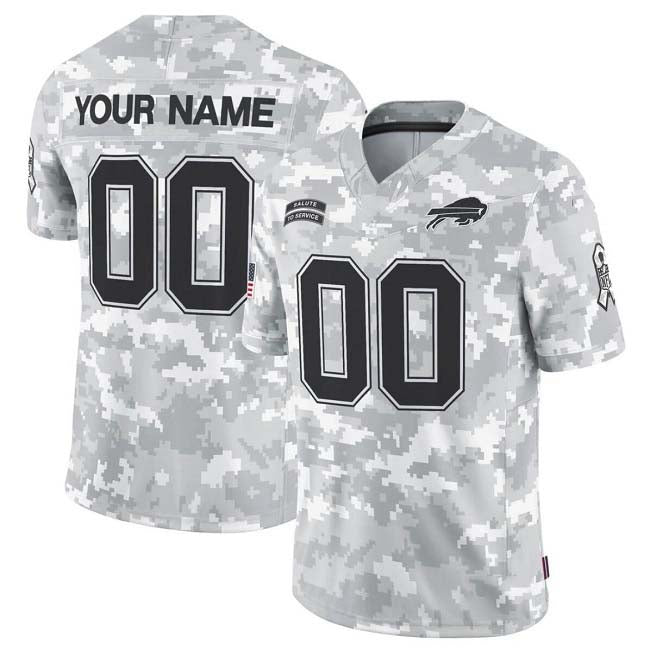 Custom B.Bills F.U.S.E Arctic Camo Salute To Service Limited Stitched Football Jersey