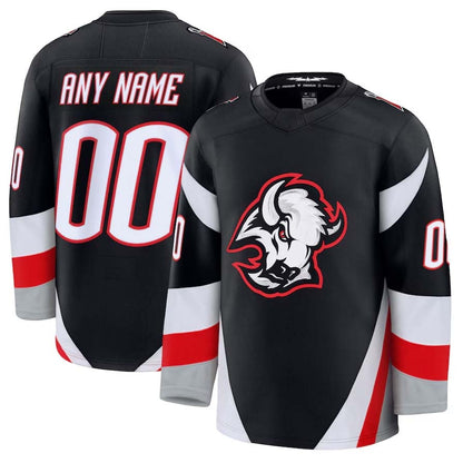 Custom B.Sabres Fanatics Premium Game Jersey - Black Stitched American Hockey Jerseys