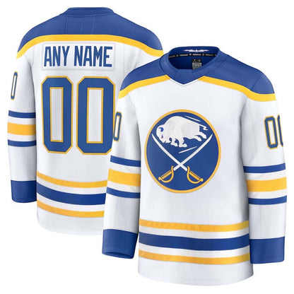 Custom B.Sabres Fanatics Game Premium Jersey - White Stitched American Hockey Jerseys