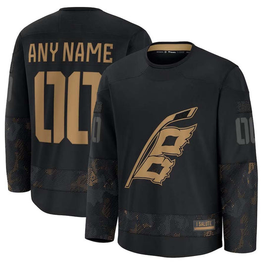 Custom C.Hurricanes Fanatics Long Sleeve Game Jersey - Black Stitched American Hockey Jerseys