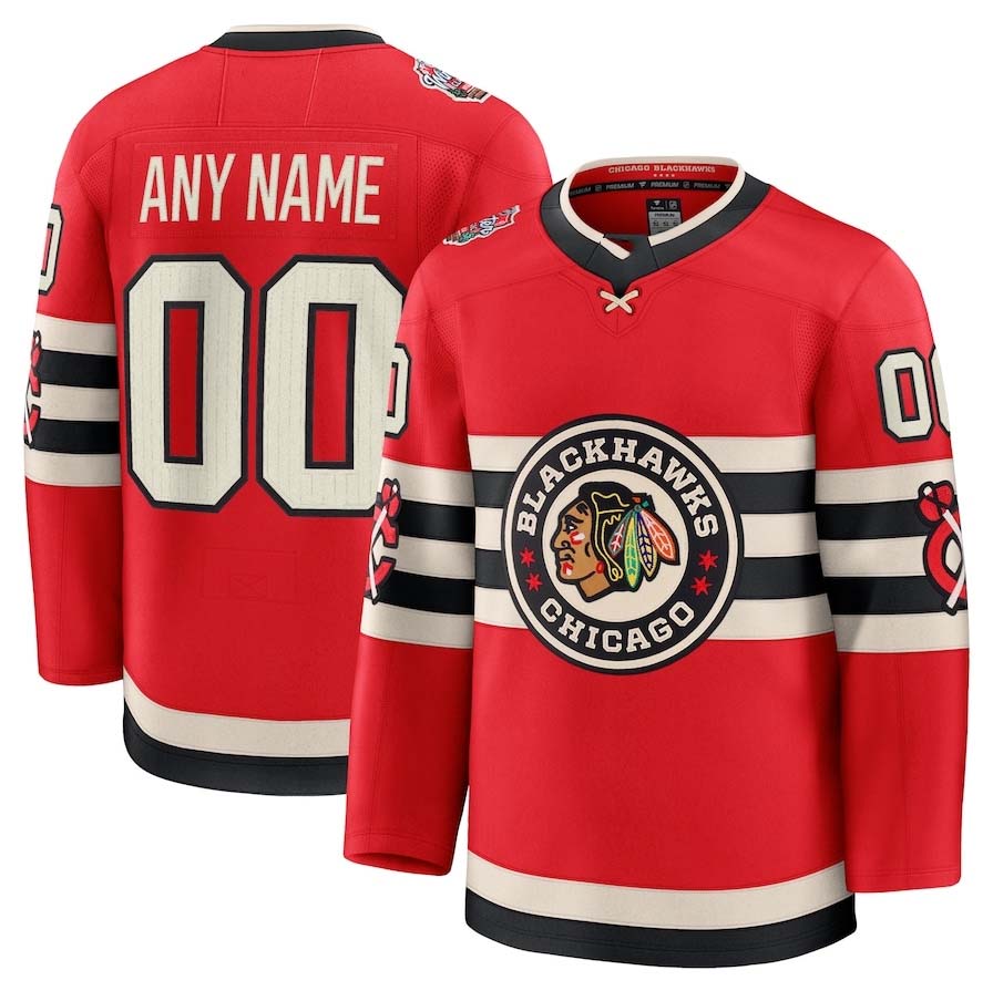 Custom C.Blackhawks Fanatics 2025 Winter Classic Game Premium Jersey - Red Stitched American Hockey Jerseys