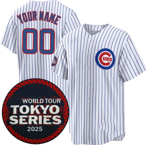 Custom C.Cubs White 2025 World Tour Tokyo Series Home Stitched Baseball Jerseys