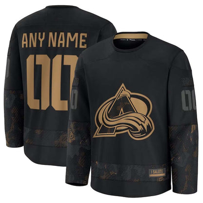 Custom C.Avalanche Fanatics Long Sleeve Game Jersey - Black Stitched American Hockey Jerseys