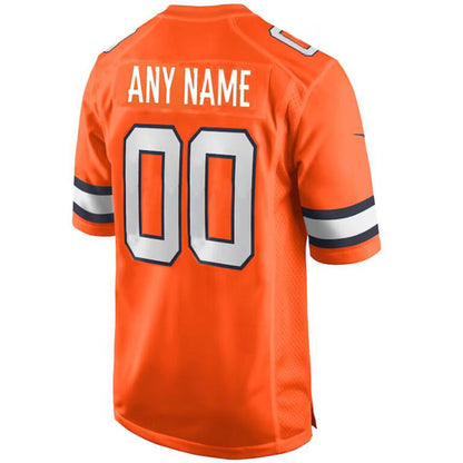 Custom D.Broncos Orange Game Jersey -Stitched American Football Jerseys