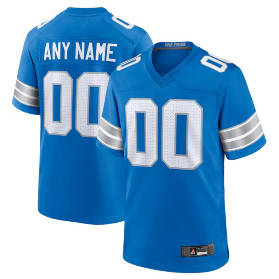 Custom D.Lions Blue Game Jersey -American Stitched Football Jerseys