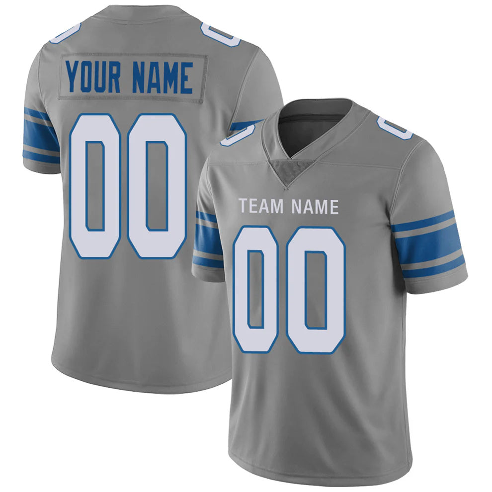 Custom D.Lions Gray Personalized Design Your Own Name and Number for Men Women Youth Jerseys