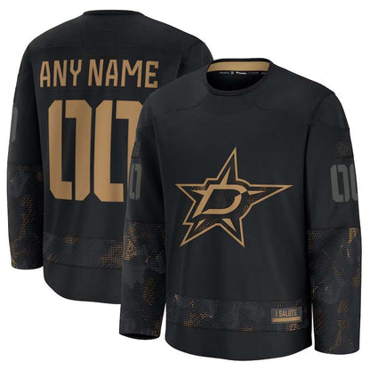 Custom D.Stars Fanatics Fanatics Long Sleeve Game Jersey - Black Stitched American Hockey Jerseys