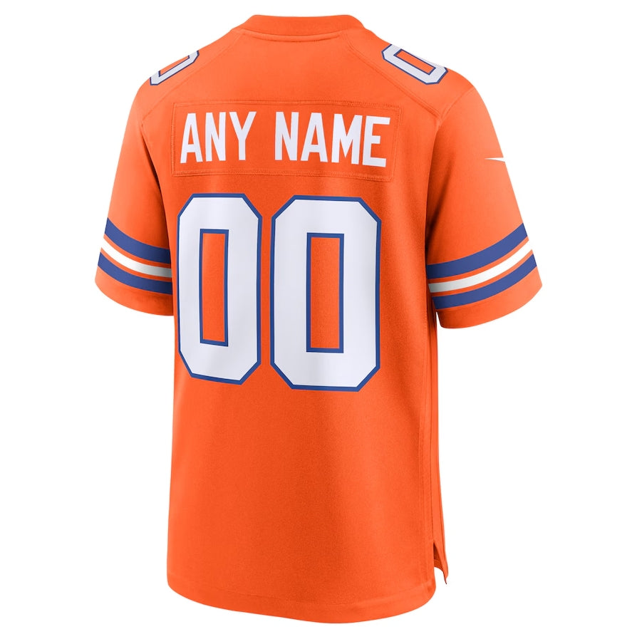 Custom D.Broncos Orange Throwback Game Jerseys -Stitched American Football Jerseys