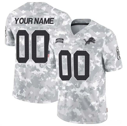 Custom D.Lions F.U.S.E Arctic Camo Salute To Service Limited Stitched Football Jersey