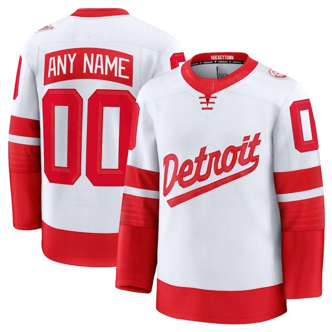 Custom D.Red Wings White Red 2024-25 Stitched American Hockey Jerseys