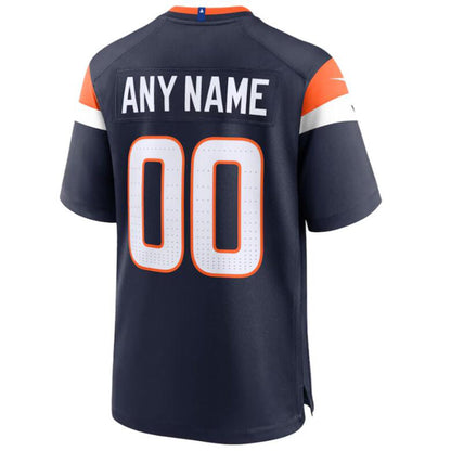 Custom D.Broncos Navy Game Jersey -Stitched American Football Jerseys