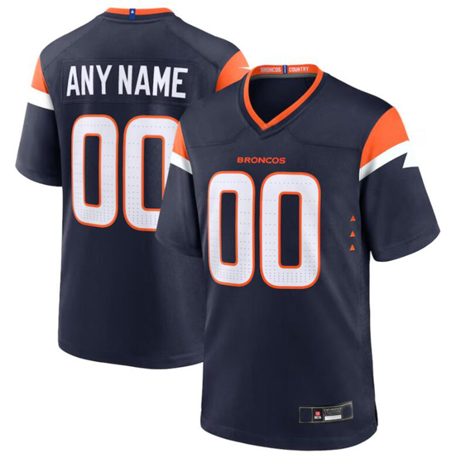 Custom D.Broncos Navy Game Jersey -Stitched American Football Jerseys