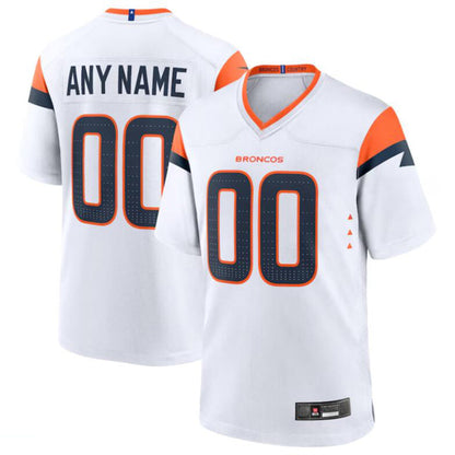 Custom D.Broncos White Game Football Jersey -Stitched American Football Jerseys