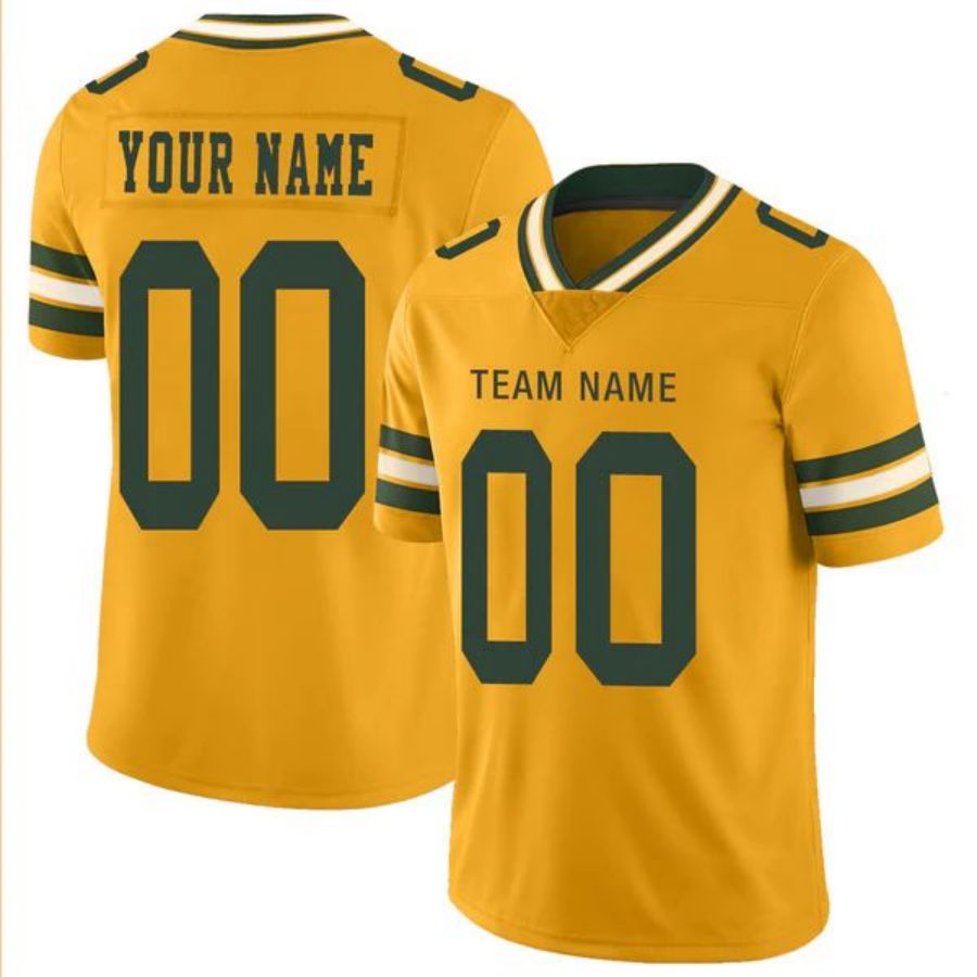 Custom GB.Packers Gold Game Jersey -Stitched American Football Jerseys Personalize Birthday Gifts