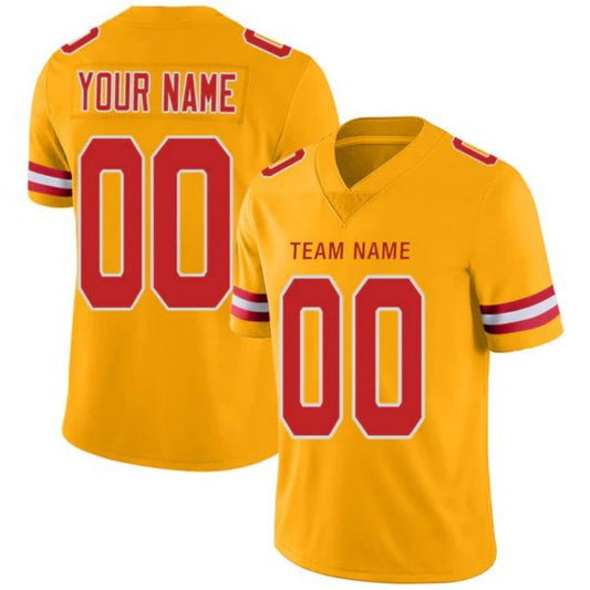 Custom KC.Chiefs Gold Stitched American Football Jerseys -Personalize Birthday Gifts Jersey