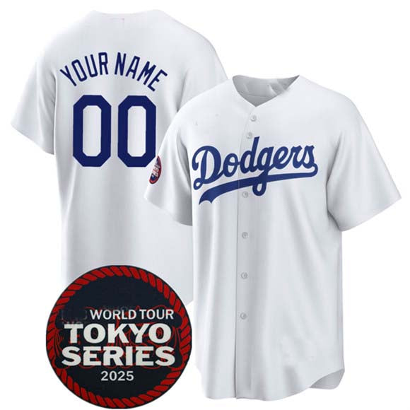 Custom LA.Dodgers White 2025 World Tour Tokyo Series Home Stitched Baseball Jerseys