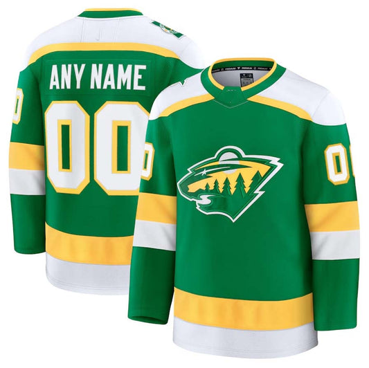 Custom M.Wild Fanatics Game Premium Jersey - Green Stitched American Hockey Jerseys