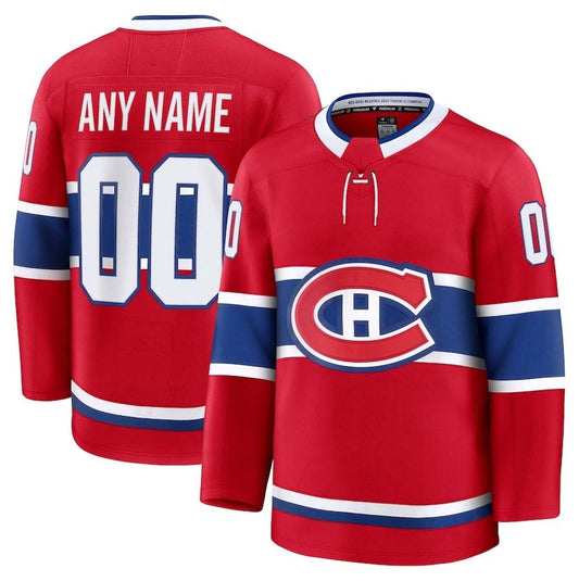 Custom M.Canadiens Fanatics Red Game Premium Jersey - Stitched American Hockey Jerseys