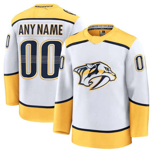 Custom N.Predators Fanatics Game Premium Jersey - White Stitched American Hockey Jerseys