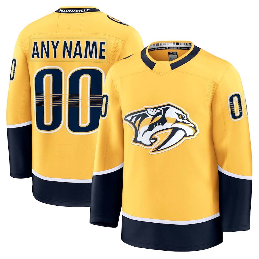 Custom N.Predators Fanatics Game Premium Jersey - Gold Stitched American Hockey Jerseys