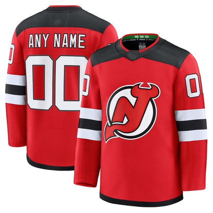 Custom NJ.Devils Fanatics Game Premium Jersey - Red Stitched American Hockey Jerseys