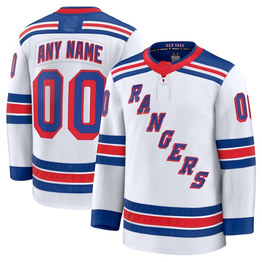 Custom NY.Rangers Fanatics Game Premium Jersey - White Stitched American Hockey Jerseys