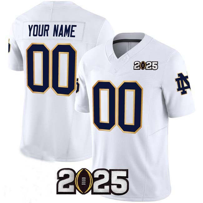 Custom N.Dame Fighting Irish White F.U.S.E. 2025 CFP Final Patch Limited Stitched Football College Jerseys