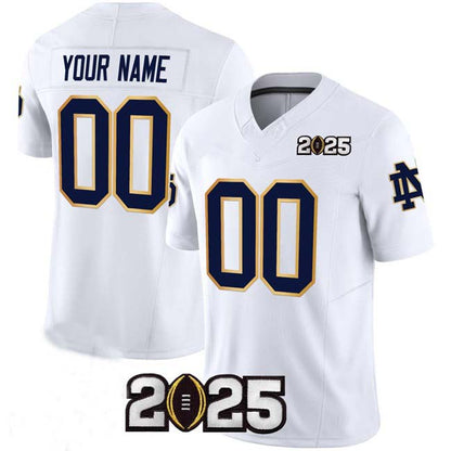 Custom N.Dame Fighting Irish White F.U.S.E. 2025 CFP Final Patch Limited Stitched Football College Jerseys