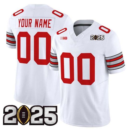 Custom O.State Buckeyes White Gold 2025 CFP Final Patch F.U.S.E. Vapor Limited Stitched Football American College Jerseys