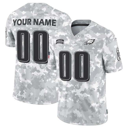 Custom P.Eagles F.U.S.E Arctic Camo Salute To Service Limited Stitched Football Jersey